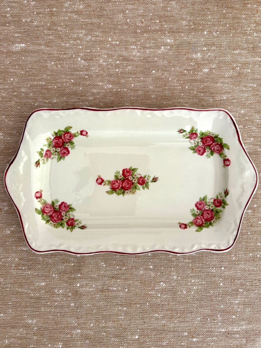 Vintage Rose Daisy Vanity Tray Cottagecore Sandwich Platter Royal Falcon England